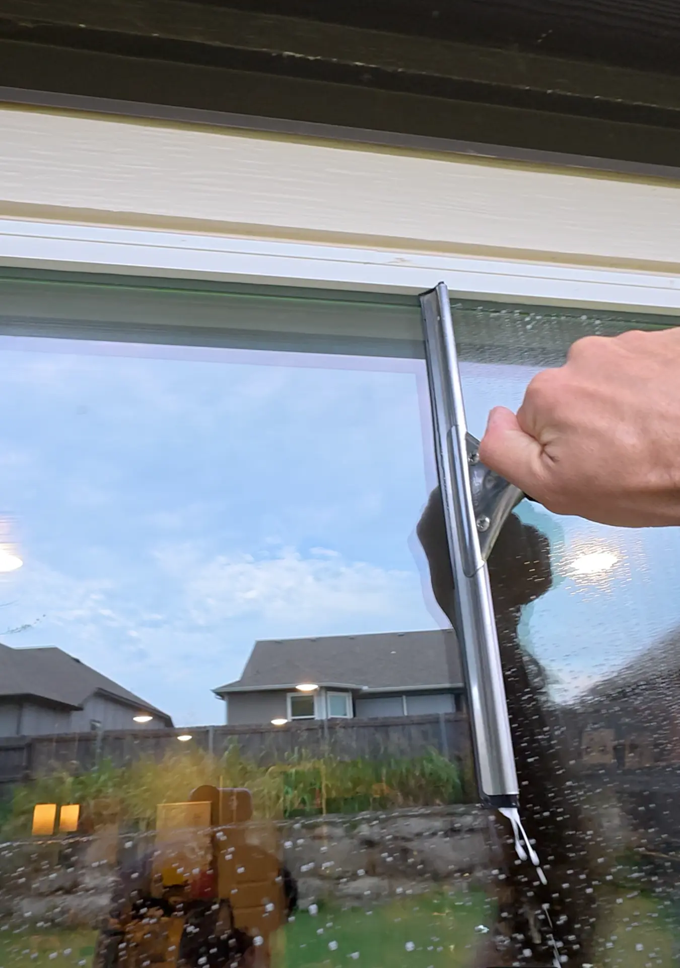 Close-up squeegee pull for a streak-free finish